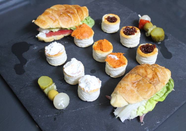 Volovanes con cruasanes rellenos