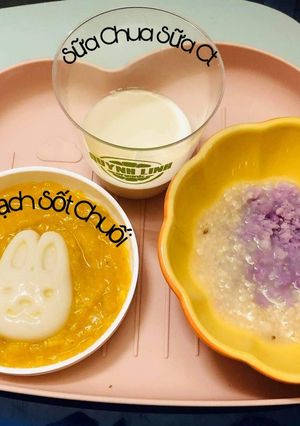 Hình của món Cháo khoai mỡ - Yến mạch sốt chuối - Sữa chua sữa Công thức.