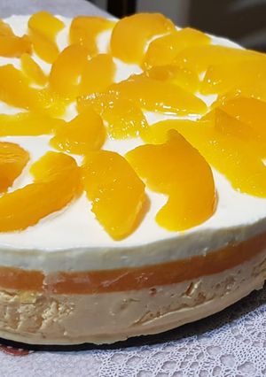 Una foto de Cheesecake 3 capas de durazno. Sin tacc!