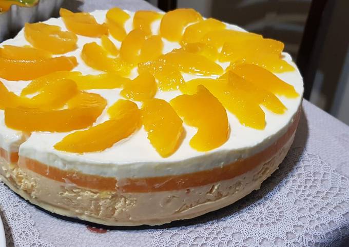 Cheesecake 3 Capas De Durazno Sin Tacc Receta De Reggie Cookpad