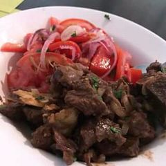 A picture of Boiled beef with kachumbari.