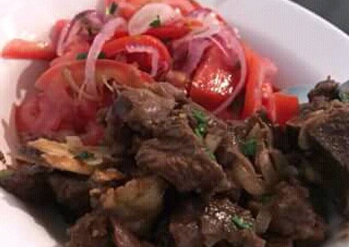Boiled beef with kachumbari