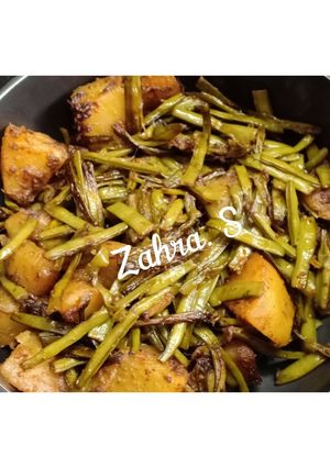 A picture of Dry Gavar aloo sabzi Cluster beans.