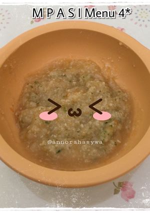 Foto resep MPASI 7 Bulan Menu 4 BintangBeras Putih + Ikan Teri + Tofu + Bayam + Wortel