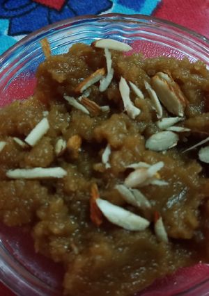 A picture of Badam / almond Halwa.