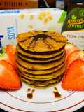 แพนเค้กฟักทอง (ไม่ไข่ ไม่แป้ง ไม่น้ำตาล) Pumpkin Pancake (Plantbased/Vegan)