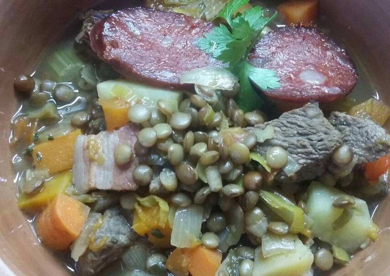 Guiso de lentejas completo