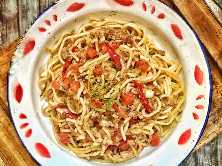 Cara Gampang Membikin Resep Mie goreng tuna- sambel ijo yang Bisa Manjain Lidah Anti Ribet, Menggugah Selera