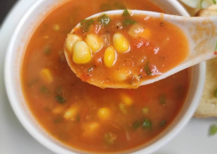 Basil corn tomato soup