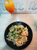Tagliatelle cu broccoli și creveți
