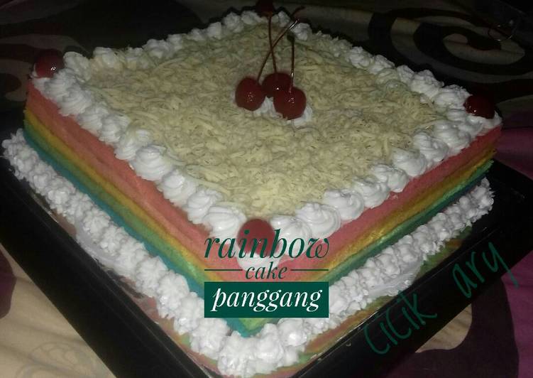 Rahasia Bikin Rainbow cake panggang Anti Gagal