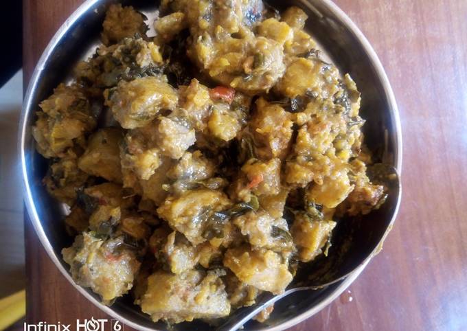 Unripe and ripe plantain porridge