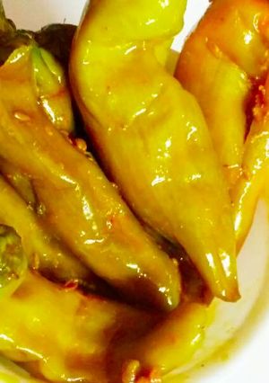 A picture of Rajasthani Green Chilli pickle.
