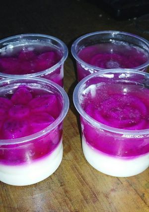Foto resep Pudding susu buah naga