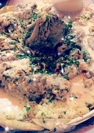 صورة لوصفة منسف لحمه بالجميد الكركي