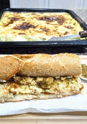 Une photo de Sandwich au flan de pois chiches