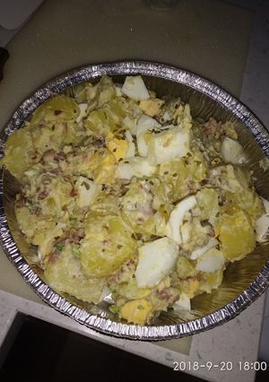 A picture of Potatoes bacon egg salad.