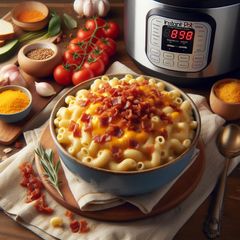 A picture of Instant Pot Bacon Mac and Cheese for One.