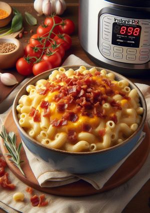 A picture of Instant Pot Bacon Mac and Cheese for One.