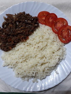 A picture of Wet Fry Omena with Cummin Rice#myvalentinesrecipecontest#.