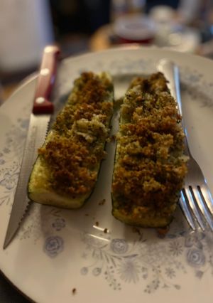 A picture of Baked Zucchini Parmesan Boats.