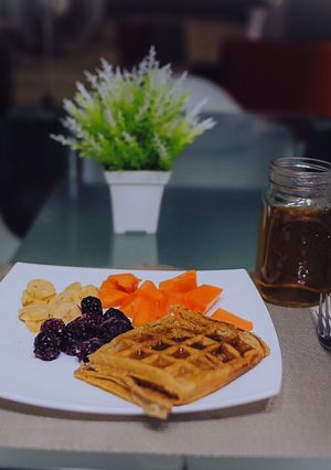 Una foto de Wafles de avena con linaza