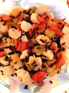 A picture of Venere Rice Salad with Chicken and Bell Peppers 😋.