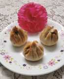 Baked Modak filled with fresh coconut, jaggery, poppy seeds and nutmeg (made in Air fryer)