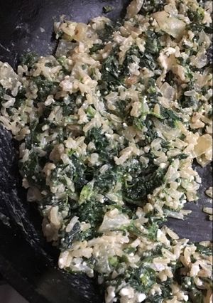 Una foto de Risotto de espinaca integral