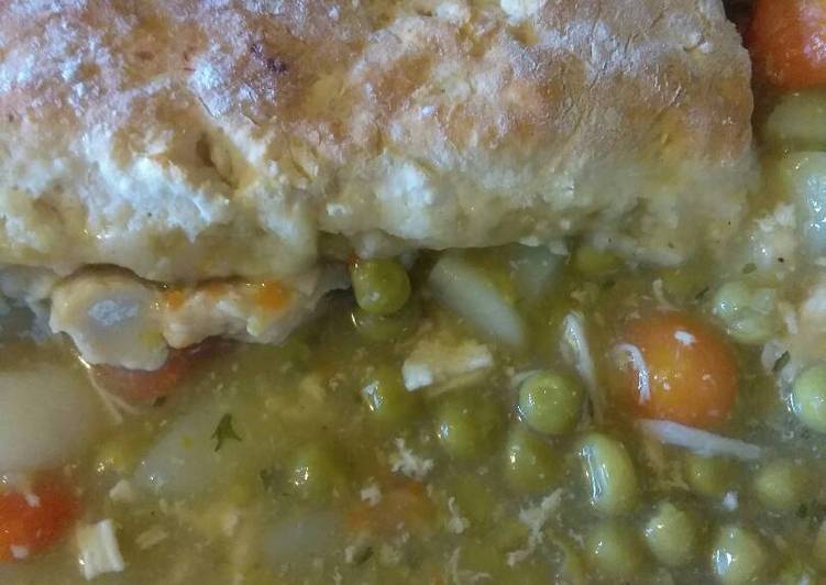 Steps to Make Homemade Chicken pot pie topped with biscuits