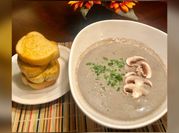A picture of button mushroom soup