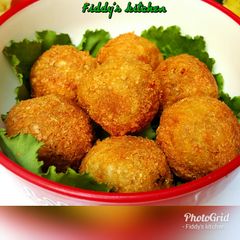 A picture of Yam balls with golden morn.