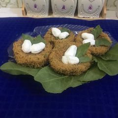 A picture of Birds nest chicken vermacili cutlets.