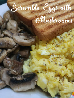 Foto resep Scramble eggs with sauted mushrooms