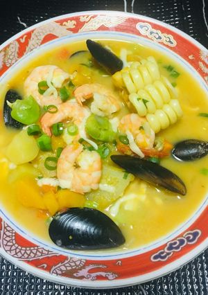 Una foto de Chupe de Camarón con Mejillones!