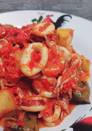 Foto resep Cumi Balado dengan Kentang dan Petai