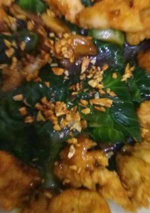 Foto resep Baby kailan garlic chicken and tofu ala mama nadyne