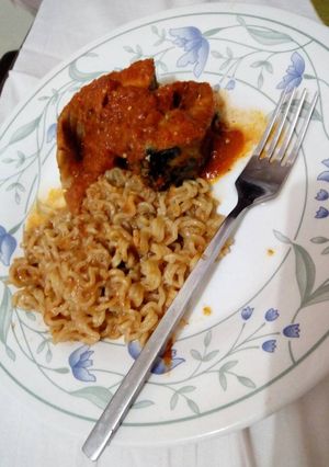 A picture of Indomine and fish stew.