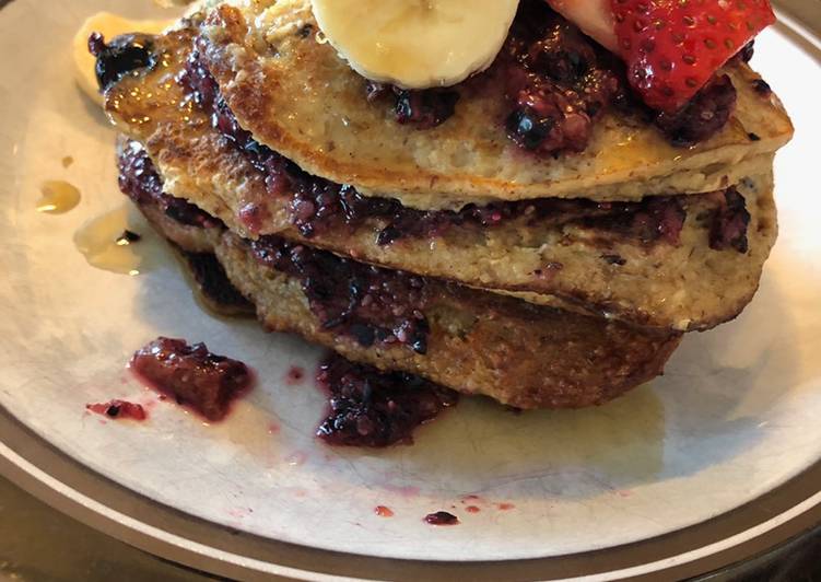 Recipe of Favorite Stacked and Stuffed Blueberry Pancakes