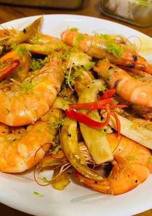 鮮蝦奶油檸香杏鮑菇/簡單美味/ 的食譜成品照片