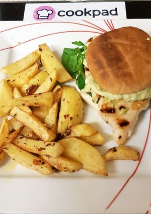 A picture of My Grilled Chicken on Burger Buns with my secret sauce. 😁.