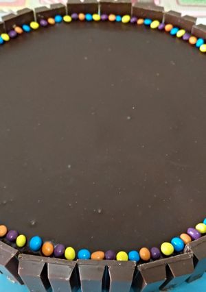 Foto principal de Tarta de flan y galletas con chocolate o tarta de la abuela
