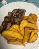 Bife de Alcatra com batata rústica na air fryer