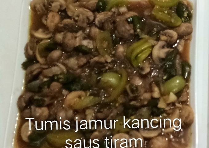 Tumis jamur kancing saus tiram