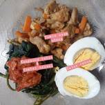 11. Menu diet sehat : tumis ayam udang, kangkung & telur rebus