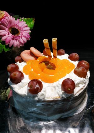 Foto resep Vanilla Fruit Cake (With Mandarin Orange)