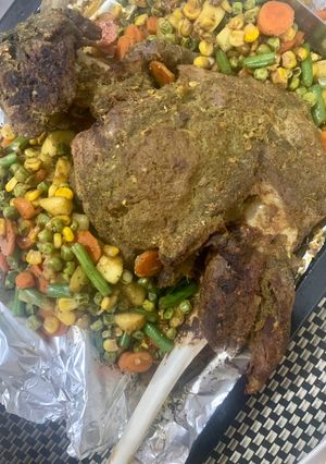 A picture of Mutton leg with 7up marinade.