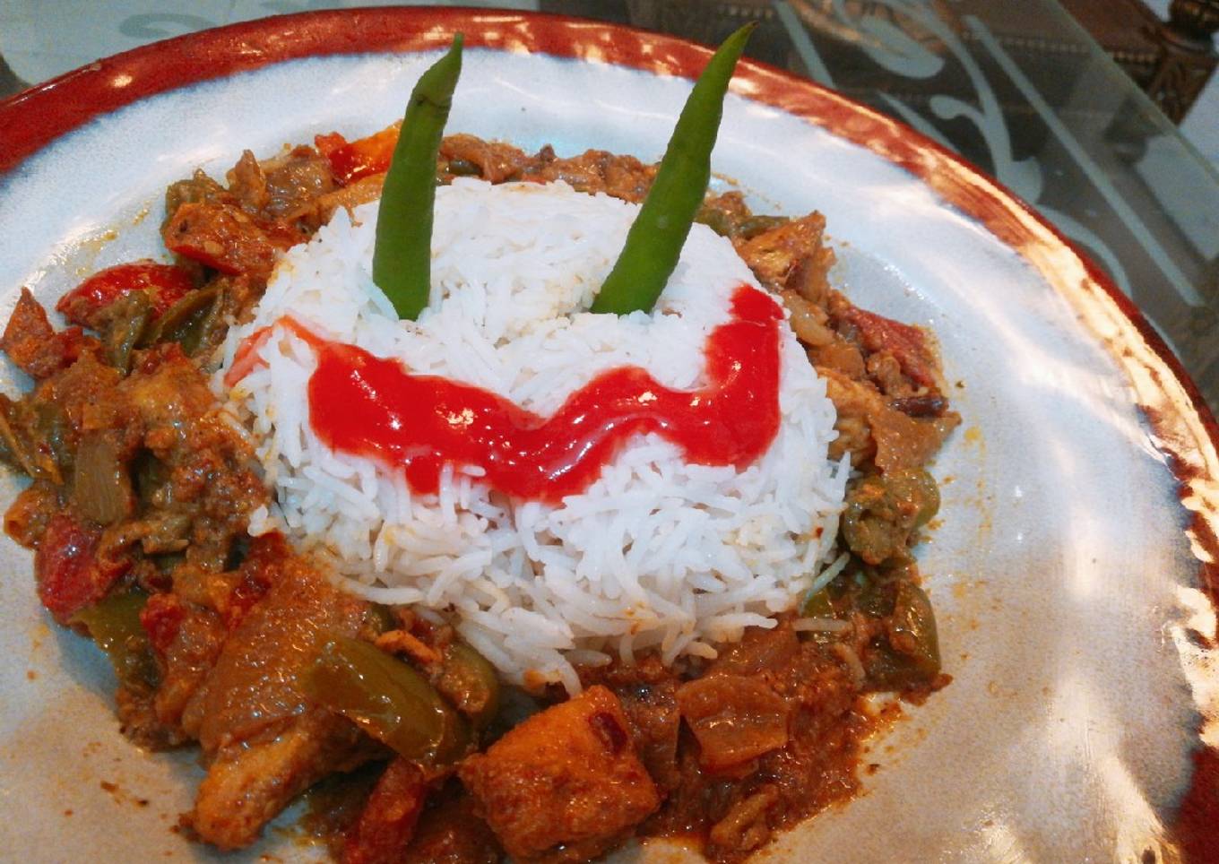 Shashlik🍛 with white rice🍚
