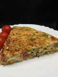 Tortilla crujiente de repollo pimiento y jamón