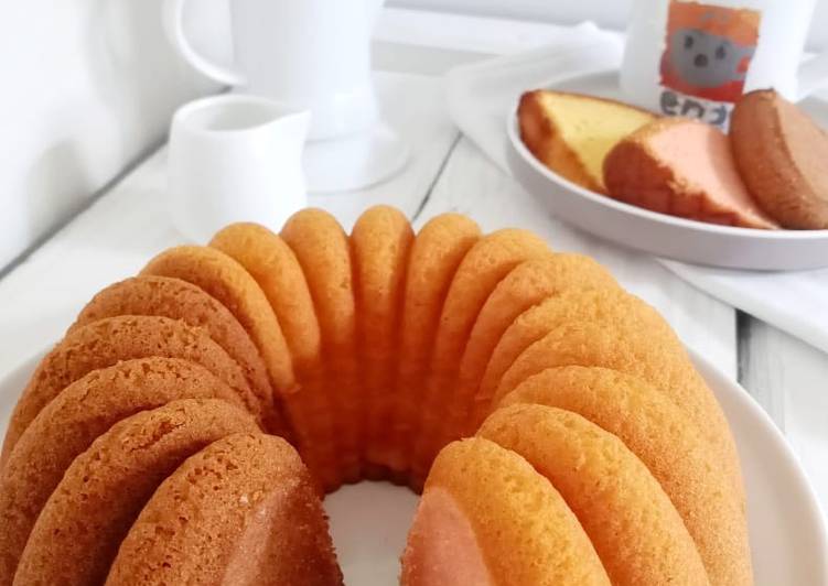 Bagaimana Menyiapkan Neapolita Bundt Cake - Cake 3 warna, Enak